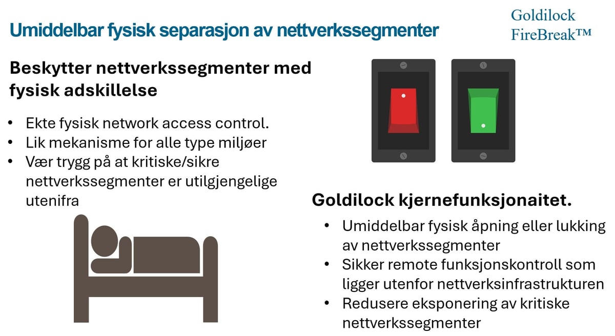 Umiddelbar fysisk separasjon av nettverkssegmenter